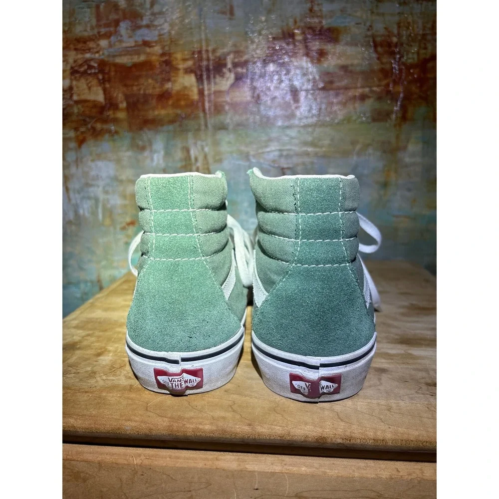 Vans Sk8-Hi High Top Sneakers‎ Sage Green White Suede Canvas Skate Shoes Mens 8